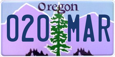 OR license plate 020MAR