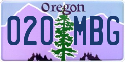 OR license plate 020MBG