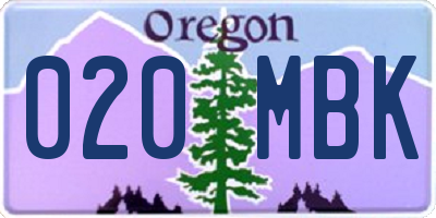 OR license plate 020MBK