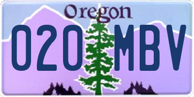OR license plate 020MBV