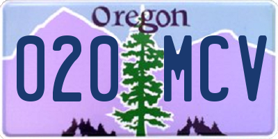OR license plate 020MCV