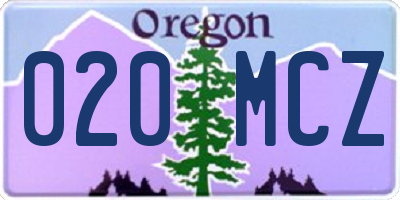 OR license plate 020MCZ