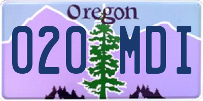 OR license plate 020MDI