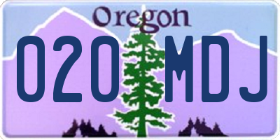 OR license plate 020MDJ