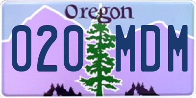OR license plate 020MDM