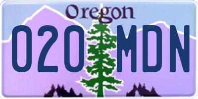 OR license plate 020MDN