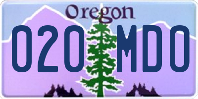 OR license plate 020MDO