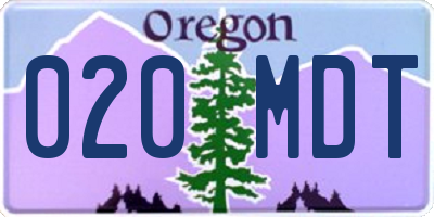OR license plate 020MDT