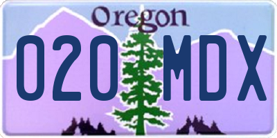 OR license plate 020MDX
