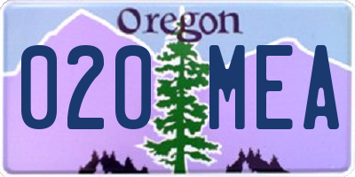 OR license plate 020MEA