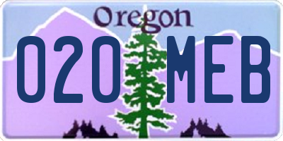 OR license plate 020MEB