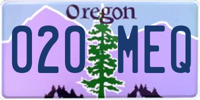 OR license plate 020MEQ