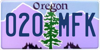 OR license plate 020MFK