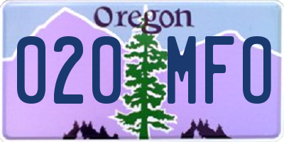 OR license plate 020MFO