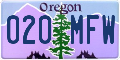 OR license plate 020MFW