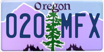 OR license plate 020MFX