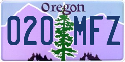 OR license plate 020MFZ