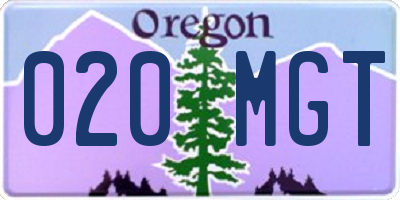 OR license plate 020MGT
