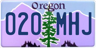OR license plate 020MHJ