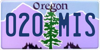 OR license plate 020MIS