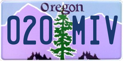 OR license plate 020MIV
