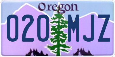 OR license plate 020MJZ