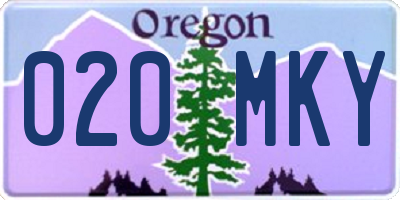 OR license plate 020MKY