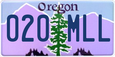 OR license plate 020MLL