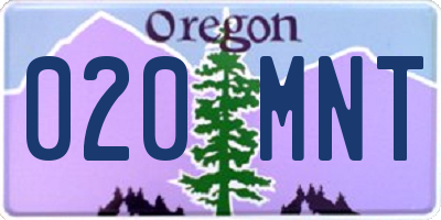 OR license plate 020MNT