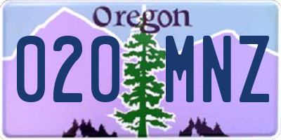 OR license plate 020MNZ