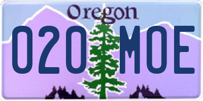 OR license plate 020MOE