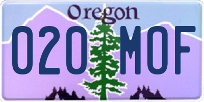 OR license plate 020MOF