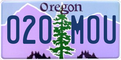 OR license plate 020MOU