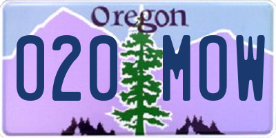 OR license plate 020MOW