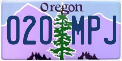 OR license plate 020MPJ