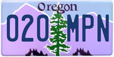 OR license plate 020MPN