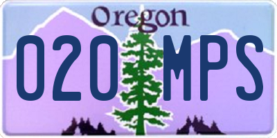 OR license plate 020MPS