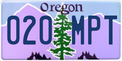 OR license plate 020MPT