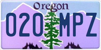 OR license plate 020MPZ