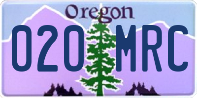 OR license plate 020MRC