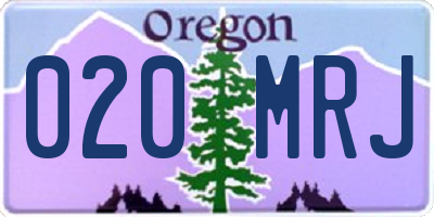 OR license plate 020MRJ