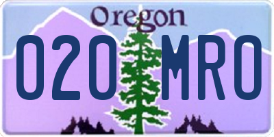 OR license plate 020MRO