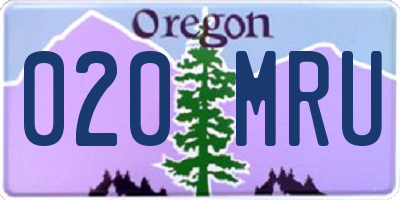 OR license plate 020MRU