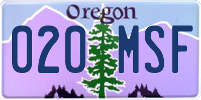 OR license plate 020MSF