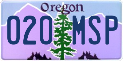 OR license plate 020MSP