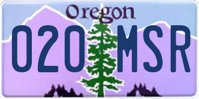 OR license plate 020MSR
