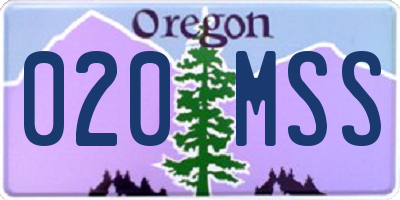 OR license plate 020MSS