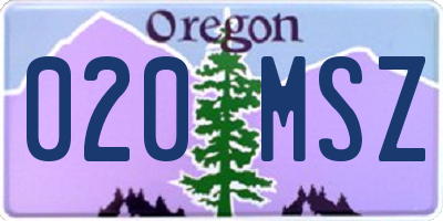 OR license plate 020MSZ