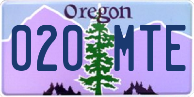 OR license plate 020MTE