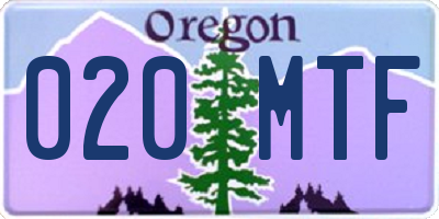 OR license plate 020MTF